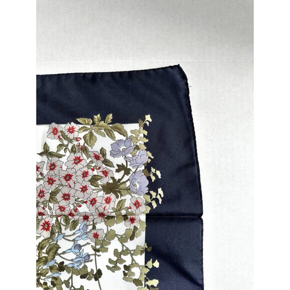 Vintage Hercolani Scarf Floral 30in Nylon Bandana Wrap Handkerchief White/Blue - Picture 6 of 8